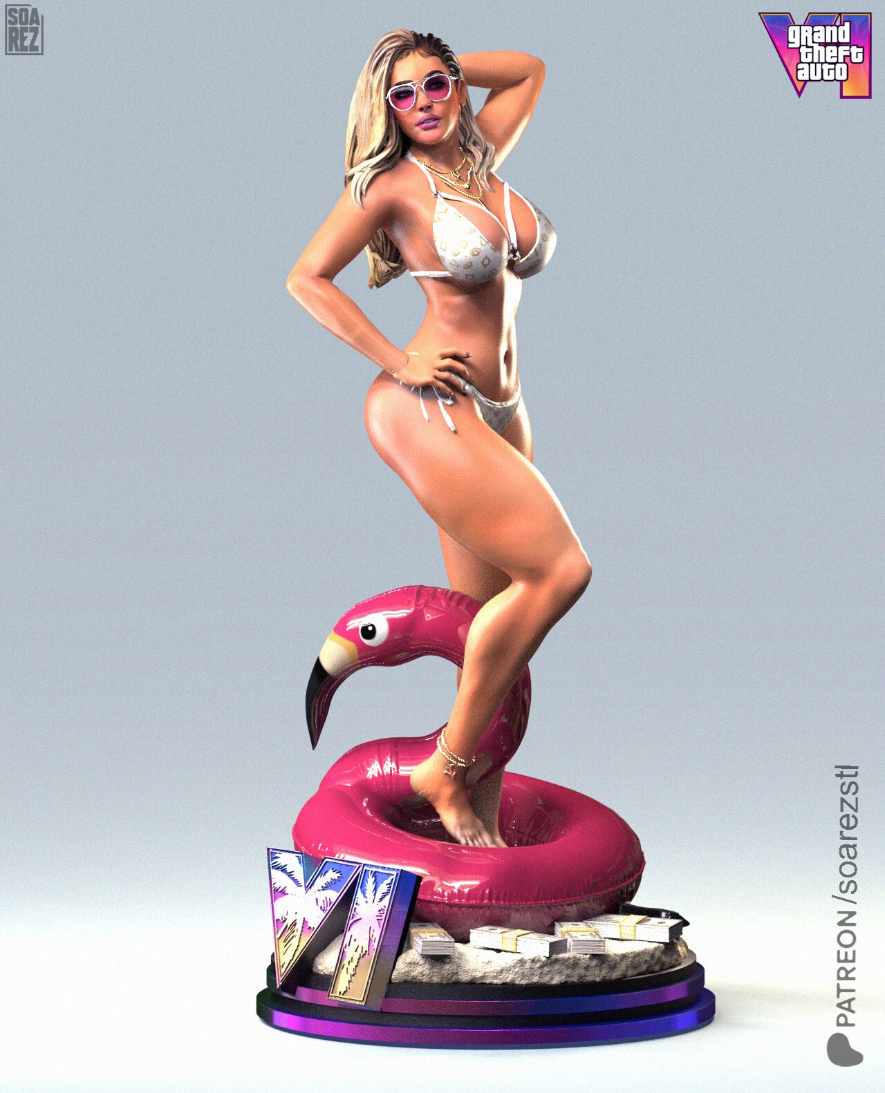 藝術傢將《GTA6》泳池女孩打造為虛擬雕像：太熱辣瞭