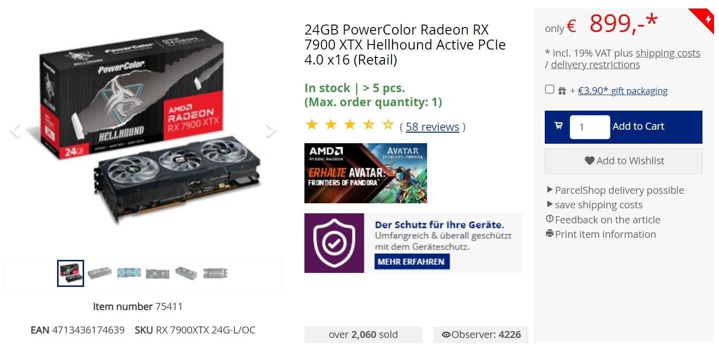 AMD旗艦顯卡RX 7900 XTX價格史低：幾乎腰斬