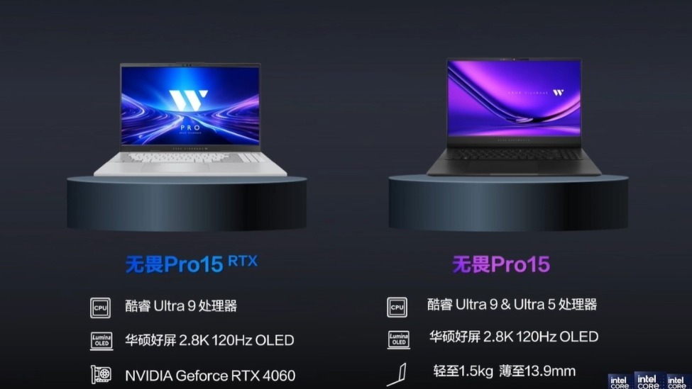 華碩發佈無畏Pro15 2024筆記本：酷睿Ultra 9/5處理器，2.8K OLED顯示屏
