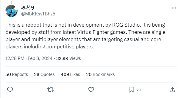 爆料者指出 《VR戰士》重啟作品正在開發中 並非重置版遊戲