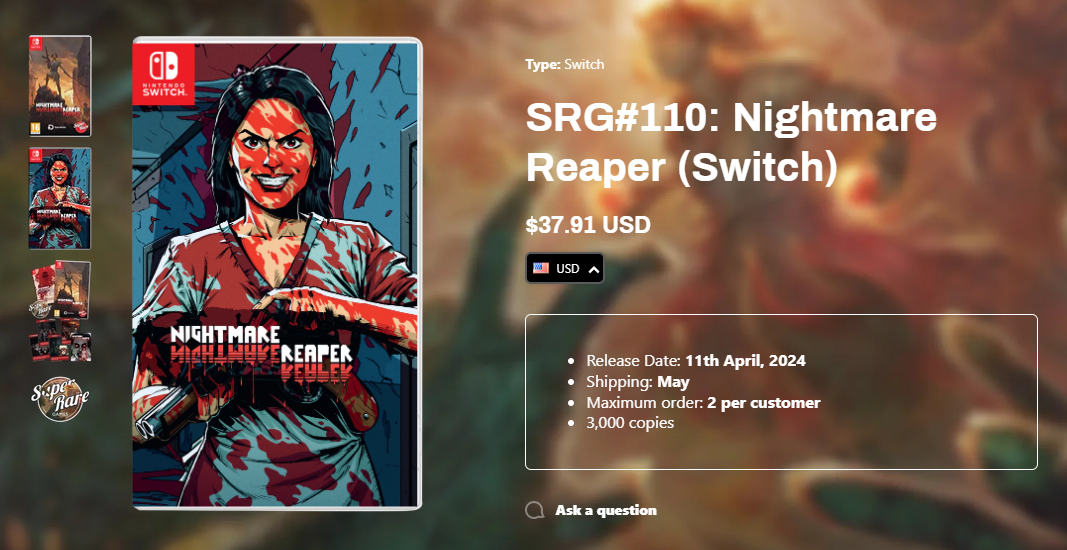 Steam特別好評復古射擊遊戲《Nightmare Reaper》即將推出NS實體版