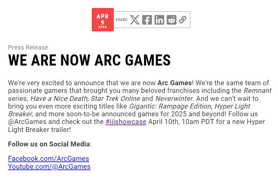 《遺跡2》發行商宣佈更名為ARC GAMES 將繼續發行遊戲
